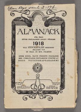 Almanacka 1918, med anteckningar.