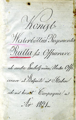 Westerbottens Regementes rulla 1821